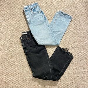 Abercrombie Ultra High Rise Ankle Straight Jean 24Short Bundle Lot 2 Pairs